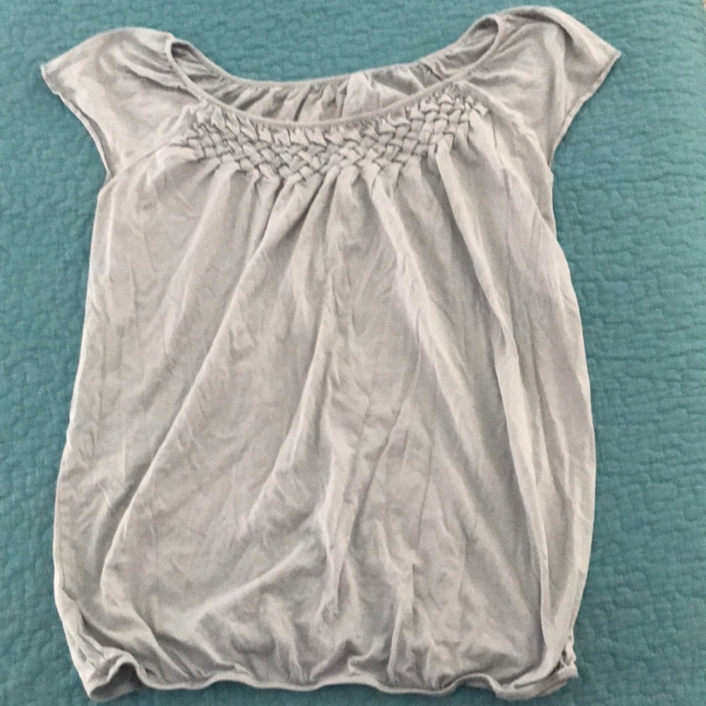 Ann Taylor Loft Gray t shirt with flutter sleeves